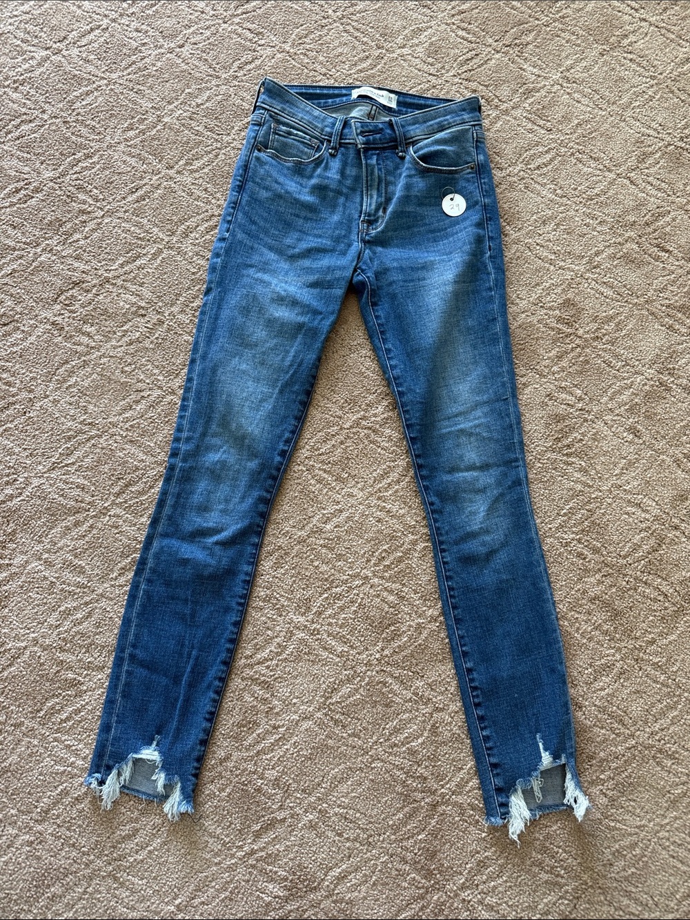 Abercrombie & Fitch Medium Blue Raw-Hem Skinny Jeans